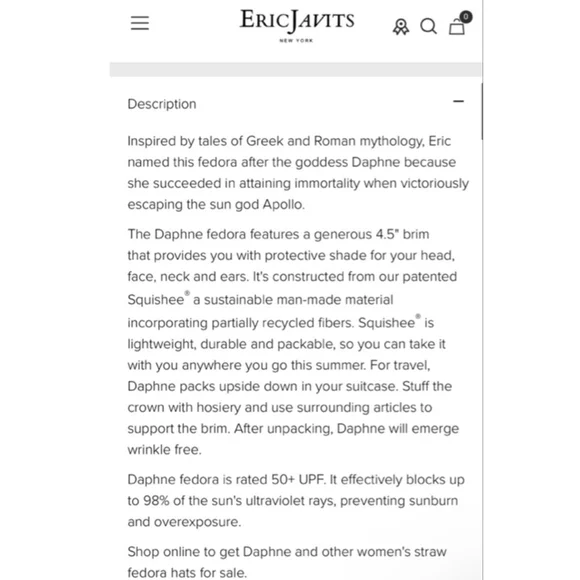 NWT Eric Javits Daphne Fedora Hat One Size Natural/Black - Picture 7 of 11